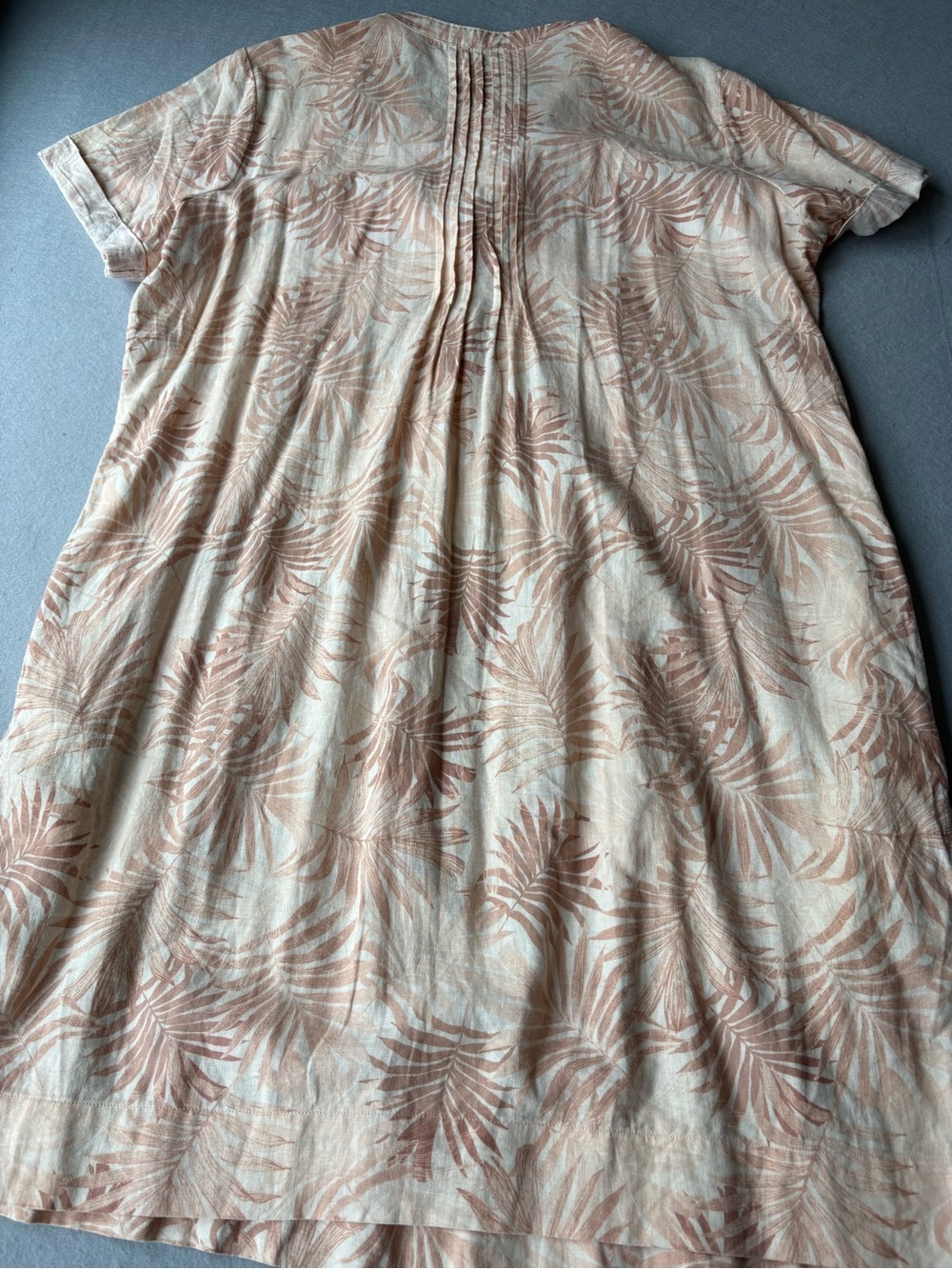 Faherty Gemina Dress Peach Tropical Palms Womens Linen Blend Sz M Beach Vacation - Picture 11 of 11